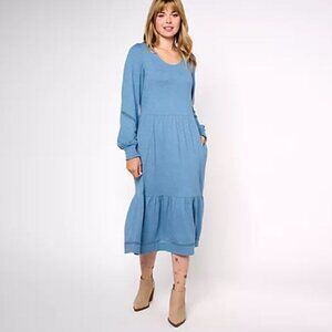 Denim & Co. Canyon Retreat Regular Easy Midi Boot Dress Denim Blue Sz M